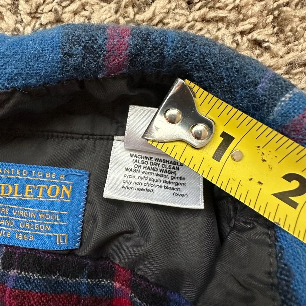 PENDLETON 100% Wool Plaid Shirt Women *Large* Made In USA *READ DESCRIPTION* - Picture 5 of 8